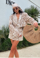 Set Blazer i krótkie spodenki w zebrę La Milla Beautiful Love Story biało-Beige