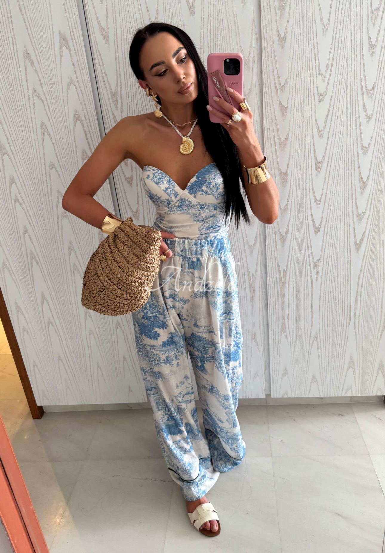 Gemusterte Hose aus Viskose La Milla Dreamy Places Himmelblau