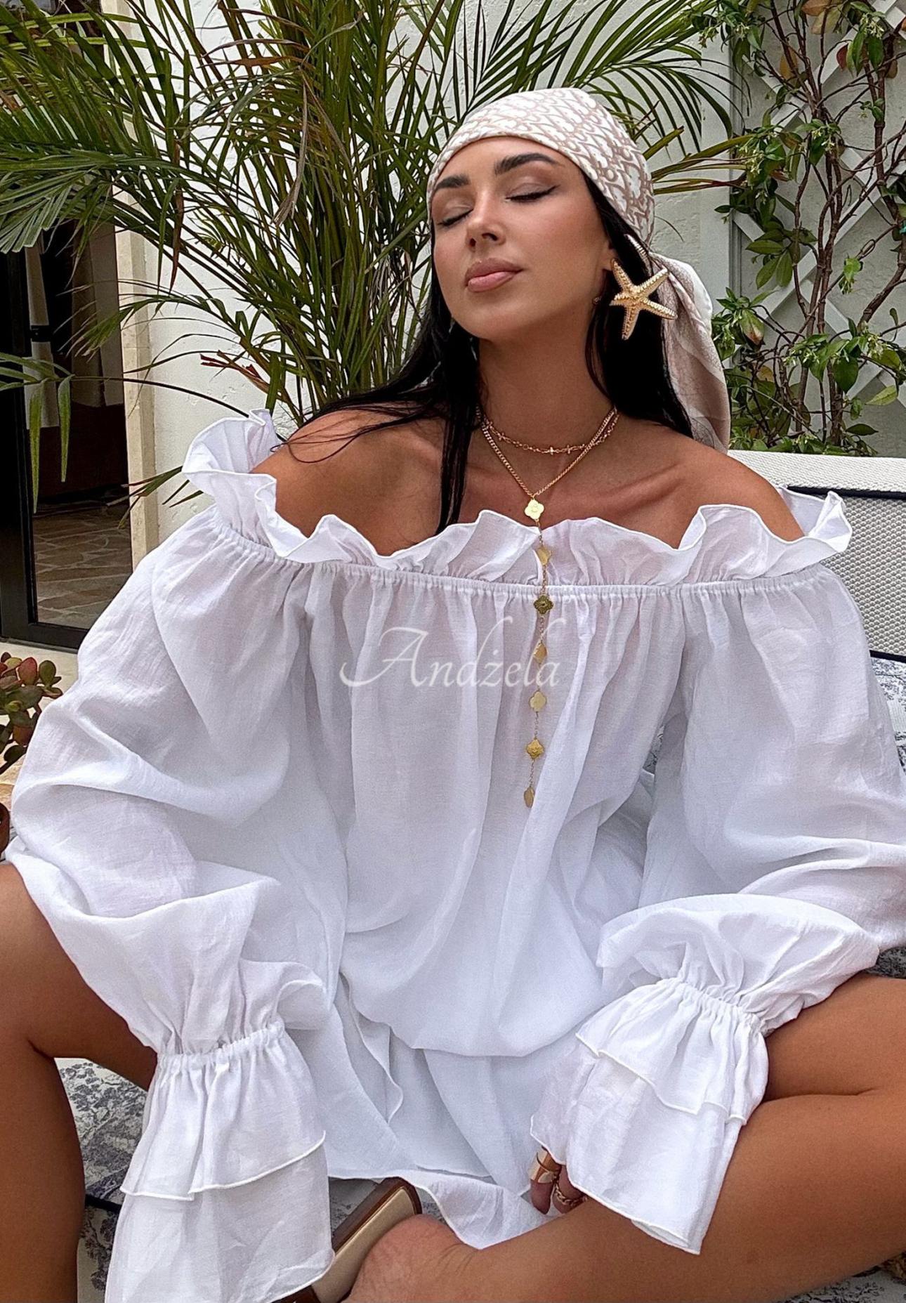 Viscose skirt-shorts La Milla Spring Is In The Air white