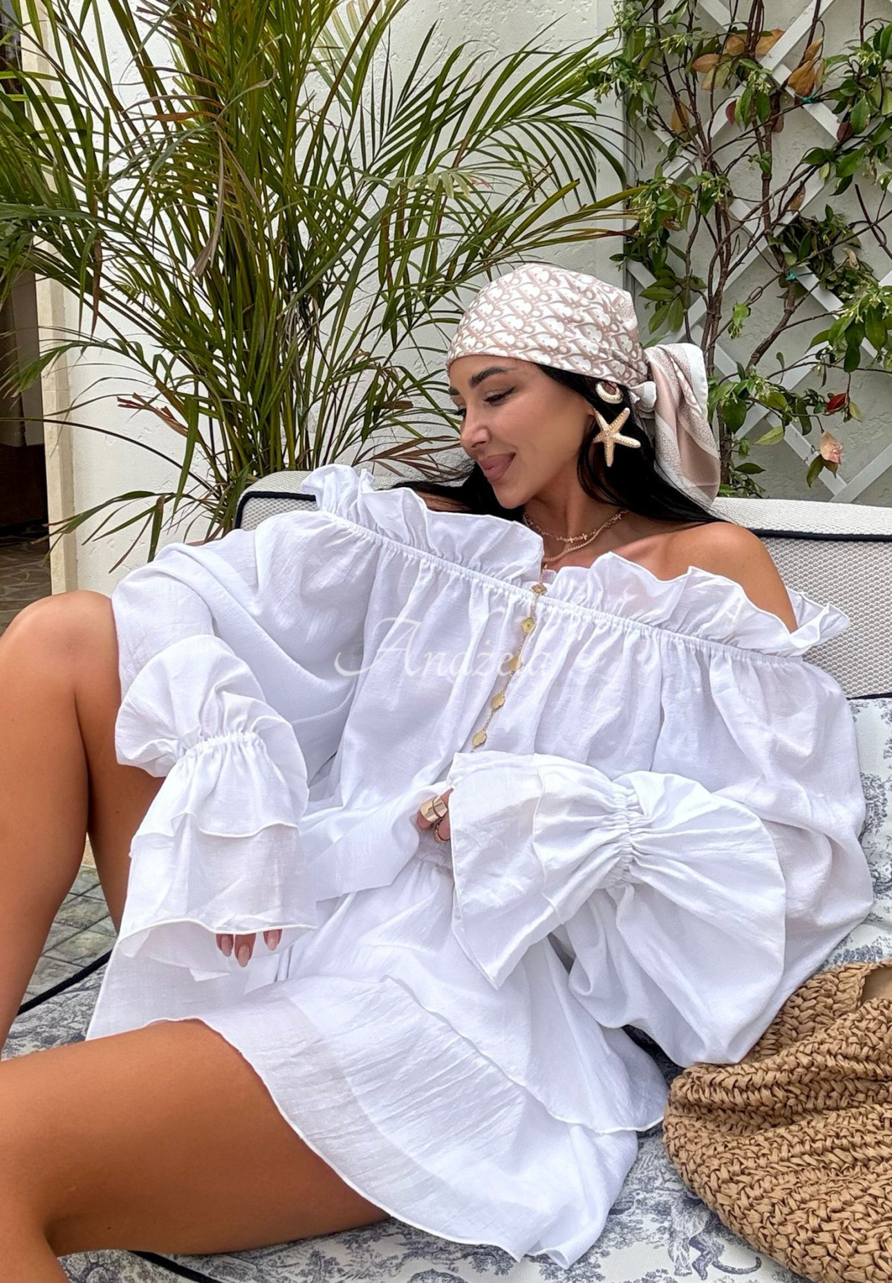 Viscose skirt-shorts La Milla Spring Is In The Air white