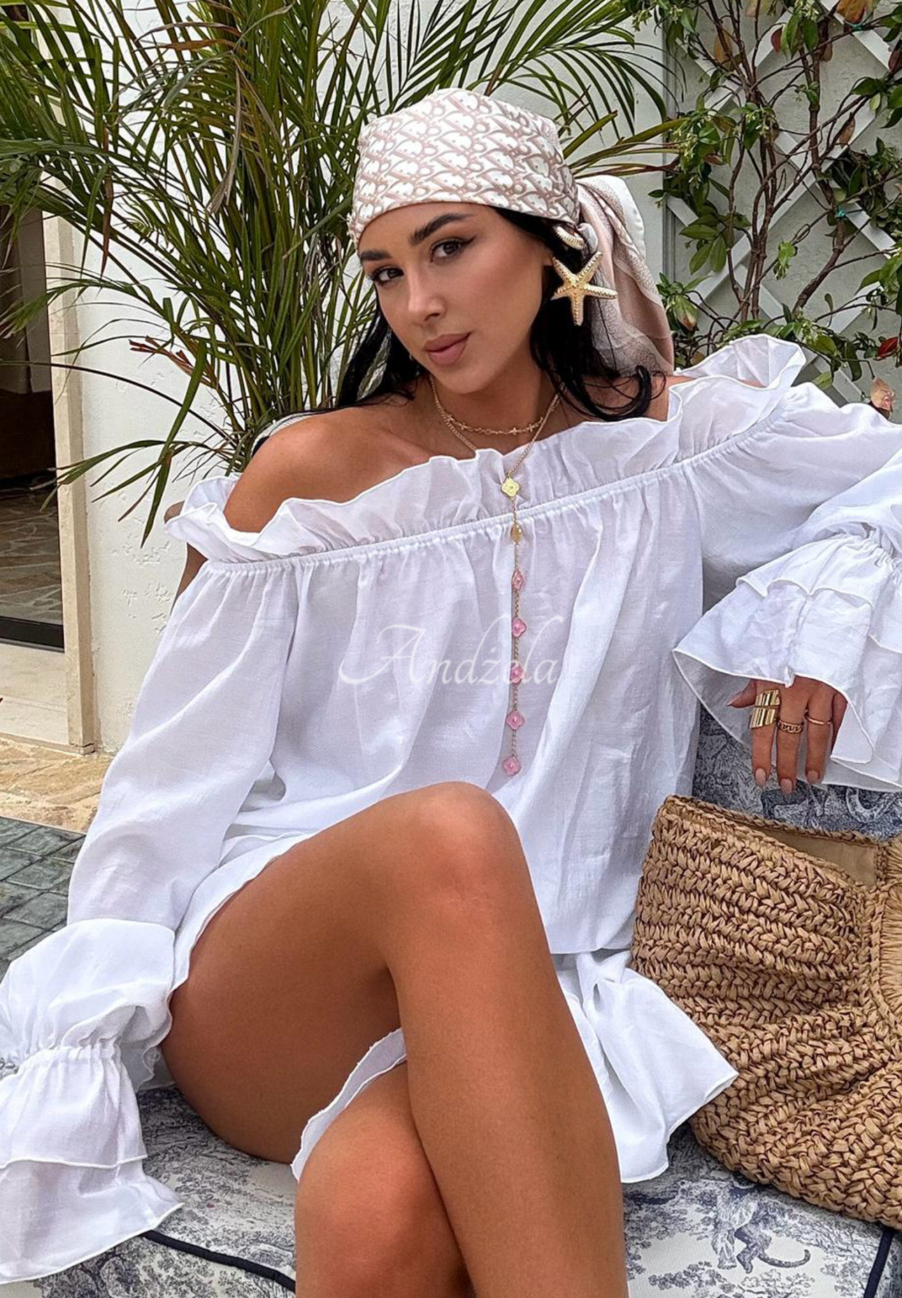 Viscose skirt-shorts La Milla Spring Is In The Air white