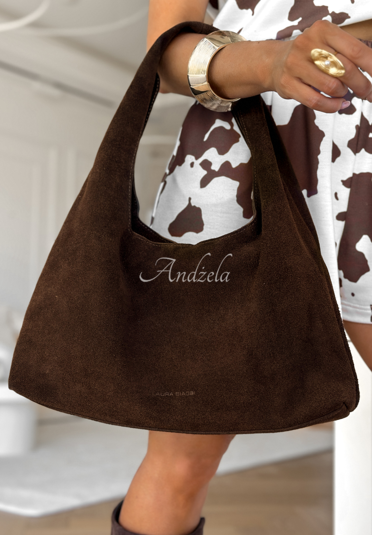 Handtasche aus Wildleder By My Side Schokoladenbraun II
