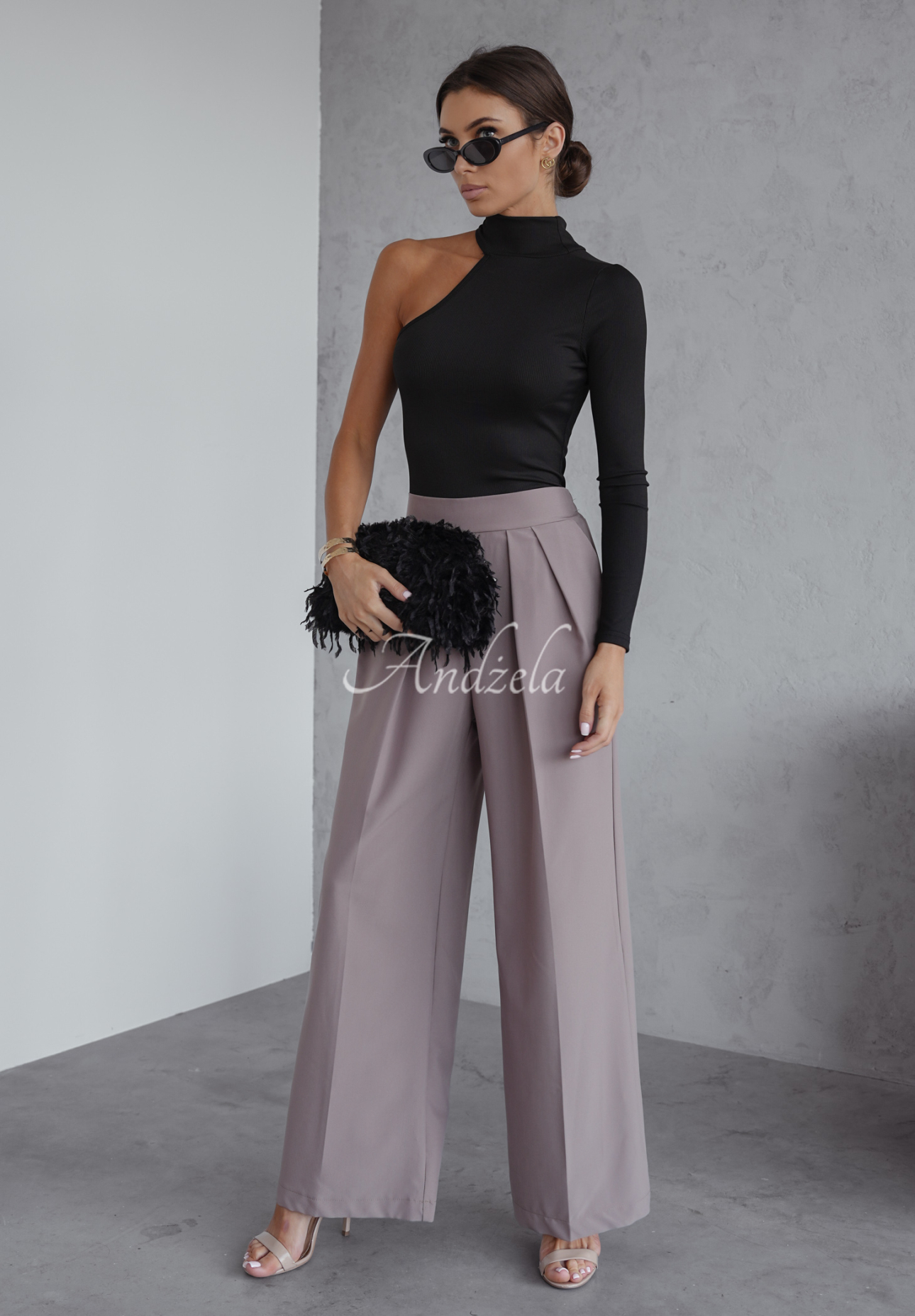 Material wide leg pants Not Difficult gray