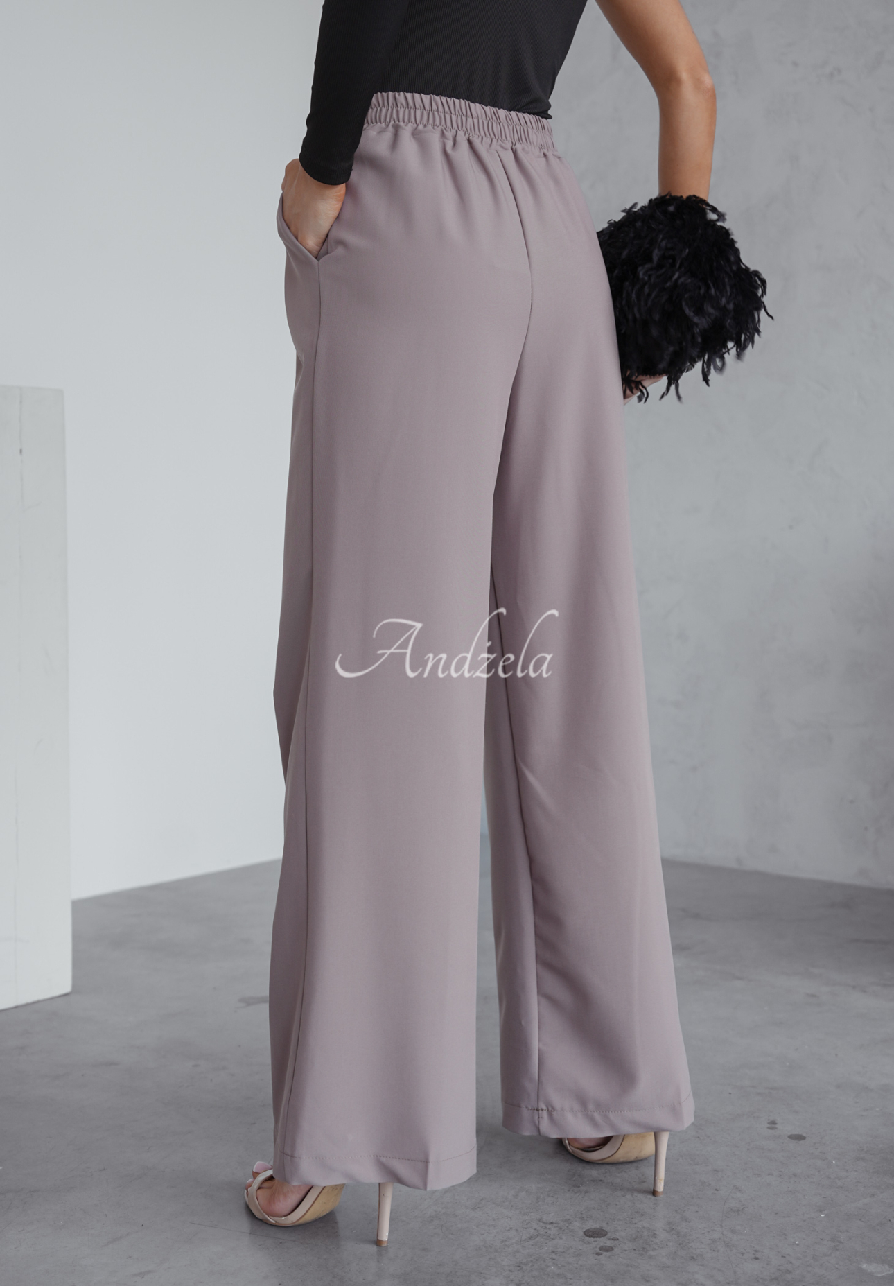 Material wide leg pants Not Difficult gray