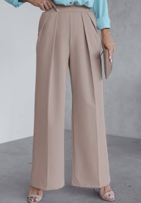 Material wide leg pants Not Difficult beige