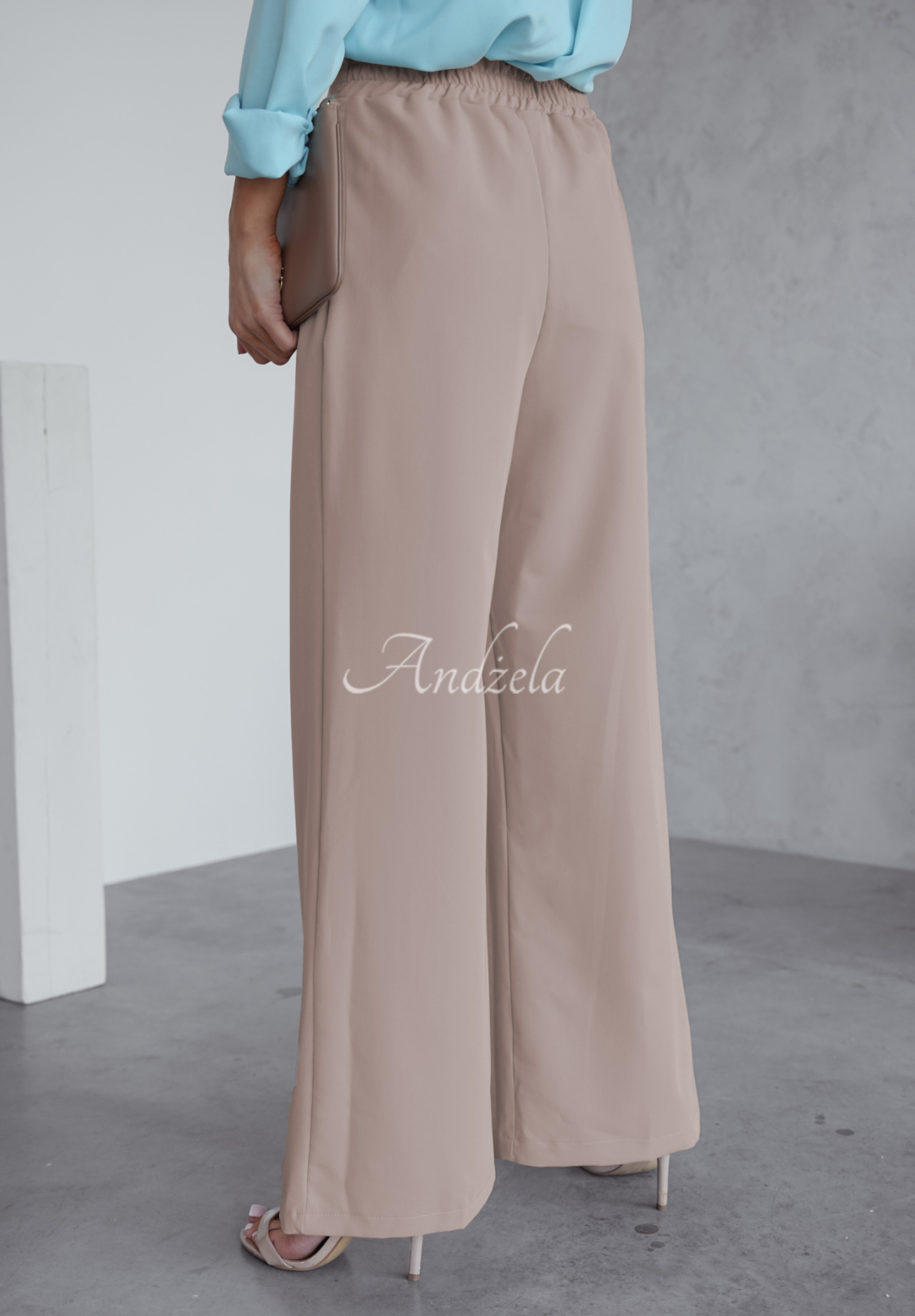 Material wide leg pants Not Difficult beige