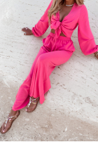 Wiskozowy Set Bluse i szerokie Hose Sorelli Neon Rosa