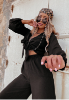 Wiskozowy Set Bluse i szerokie Hose Sorelli Schwarz