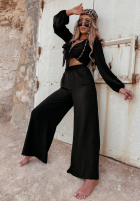 Wiskozowy Set Bluse i szerokie Hose Sorelli Schwarz