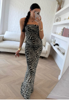 Kleid maxi w zebrę La Milla Beauty Is Goodness biało-Schwarz