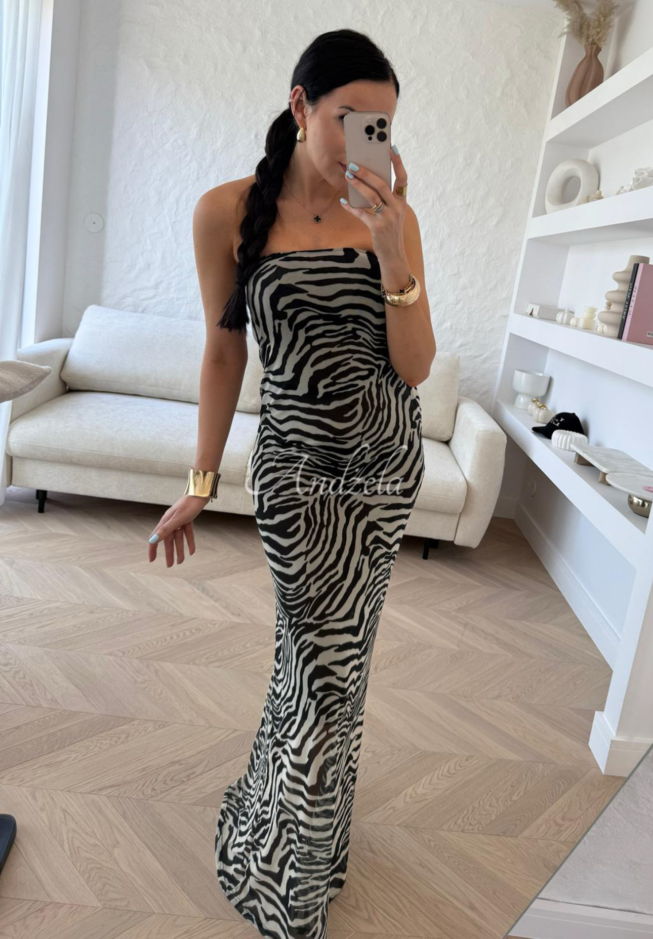 Maxikleid mit Zebrastreifen La Milla Beauty Is Goodness weiß-schwarz