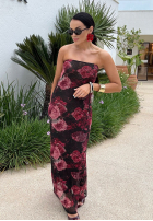 Kleid maxi w kwiaty La Milla Beauty Is Goodness Schwarz-Burgunderrot