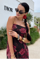 Kleid maxi w kwiaty La Milla Beauty Is Goodness Schwarz-Burgunderrot