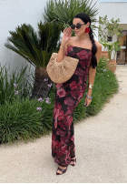 Kleid maxi w kwiaty La Milla Beauty Is Goodness Schwarz-Burgunderrot
