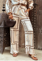Satynowe Hose wide leg Mit Muster Girls Gone Wild Hell Beige