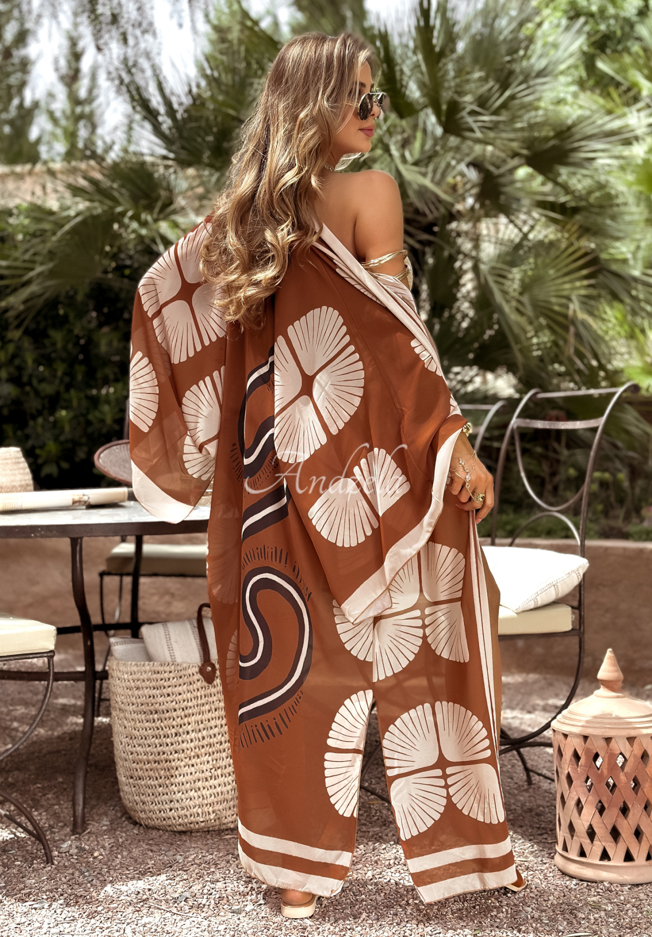 Gemusterter Strand-Umhang Saharian Wind beige-camel