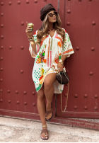 Kleid Mit Muster Tropical Nature Hell Beige