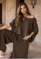 Set Bluse i Hose wide leg Desert Princess Schokoladenbraun