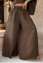 Komplet bluzka i spodnie wide leg Desert Princess czekoladowy