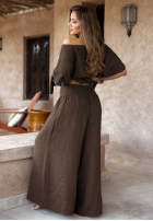 Set Bluse i Hose wide leg Desert Princess Schokoladenbraun