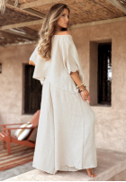 Komplet bluzka i spodnie wide leg Desert Princess jasnobeżowy