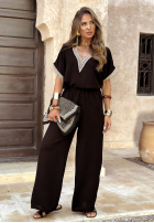 Komplet bluzka i spodnie wide leg Perfect Getaway czarny