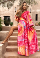 Wzorzysta Kleid Memorable Sunrise różowo-Orange