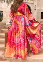 Wzorzysta Kleid Memorable Sunrise różowo-Orange