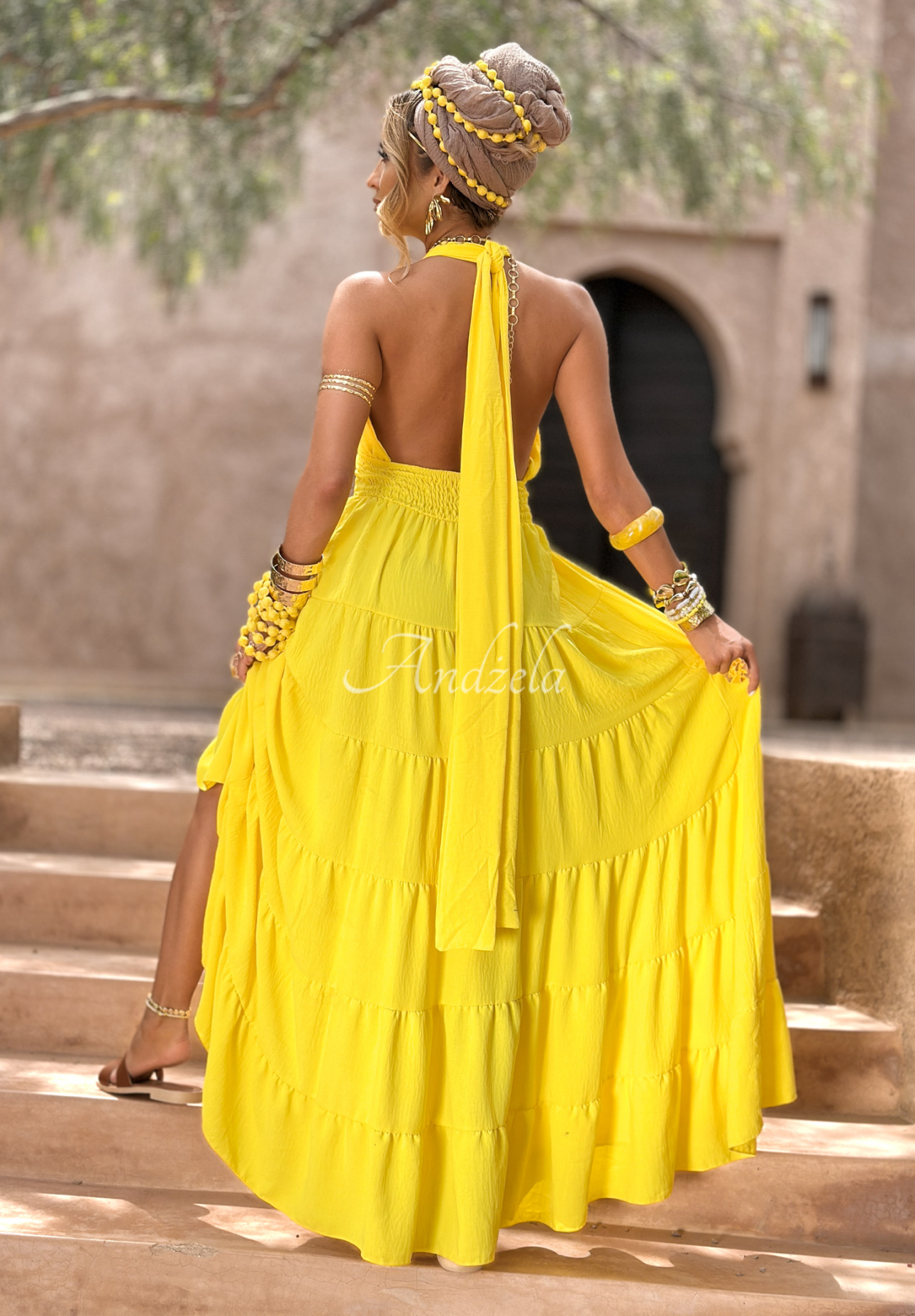 Kleid mit Trägern Marrakesh Bananengelb