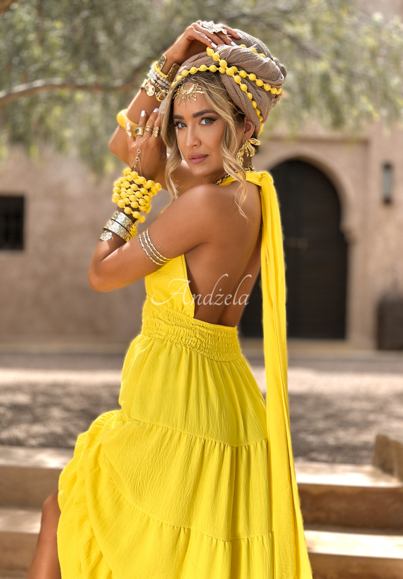 Kleid mit Trägern Marrakesh Bananengelb