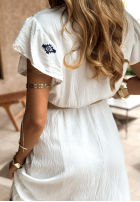 Kleid maxi z haftami boho Beautiful Destination Weiß