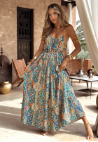 Wzorzysta Kleid maxi na ramiączkach Happy Summer żółto-Blau