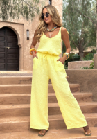 Materiałowe spodnie wide leg Go Through Life bananowe