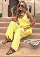 Materiałowe spodnie wide leg Go Through Life bananowe