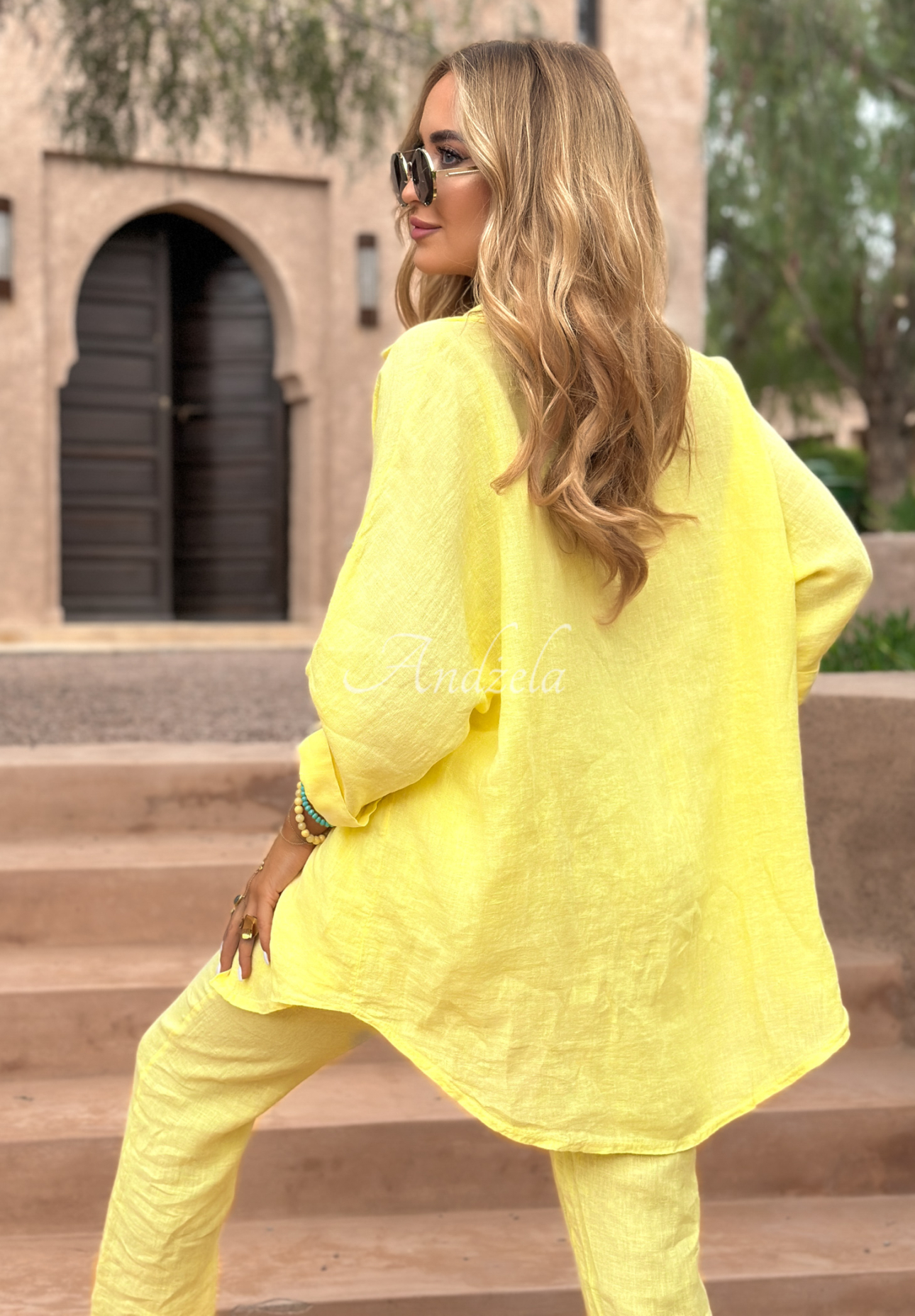 Summery Essentials banana linen shirt