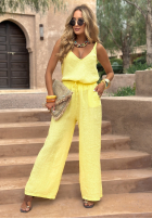 Lniany top Summery Essentials bananowy