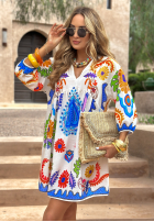 Sukienka we wzory Indian Ocean jasnobeżowa