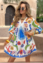 Sukienka we wzory Indian Ocean jasnobeżowa