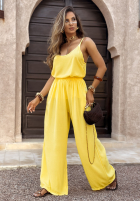 Set top i Hose wide leg Summer Is My Favorite Bananengelb