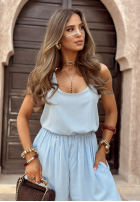 Set top i Hose wide leg Summer Is My Favorite Himmelblau