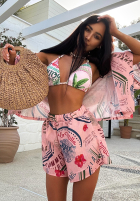Wzorzysty Set 3in1 Hemd, spodenki i góra od bikini La Milla Sunbathing Today Rosa
