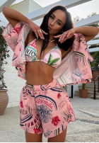 Wzorzysty Set 3in1 Hemd, spodenki i góra od bikini La Milla Sunbathing Today Rosa