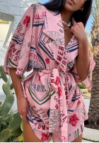 Wzorzysty Set 3in1 Hemd, spodenki i góra od bikini La Milla Sunbathing Today Rosa