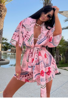 Wzorzysty Set 3in1 Hemd, spodenki i góra od bikini La Milla Sunbathing Today Rosa