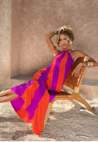 Asymetryczna Kleid maxi Mit Muster Violet Sky pomarańczowo-Violett
