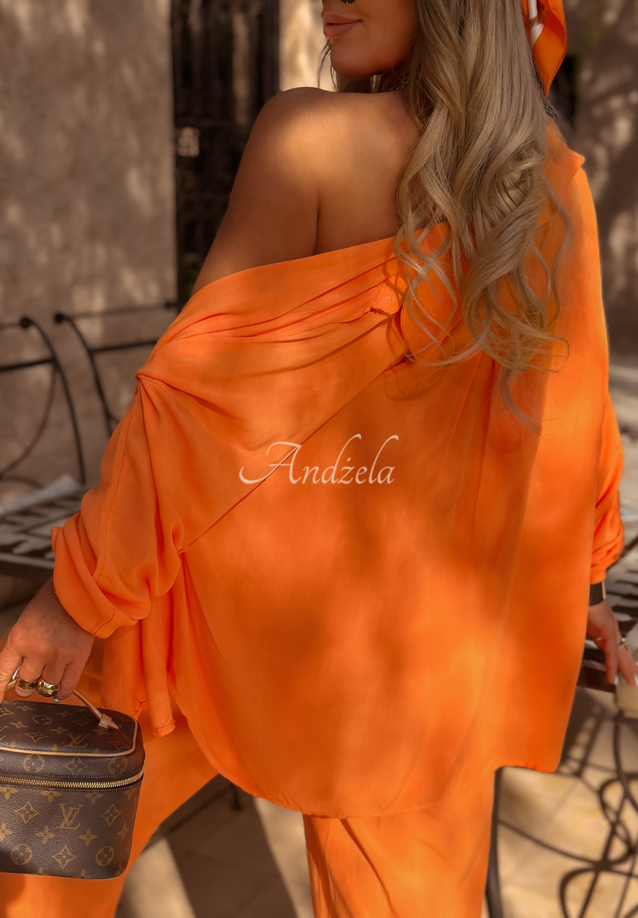 Viskose-Set Hemd und Hose wide leg Summer Skies Orange