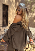 Wiskozowy Set Hemd i Hose wide leg Summer Skies Schokoladenbraun