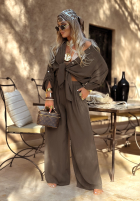 Wiskozowy Set Hemd i Hose wide leg Summer Skies Schokoladenbraun