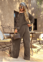 Wiskozowy Set Hemd i Hose wide leg Summer Skies Schokoladenbraun