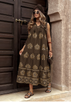 Kleid z falbankami Mit Muster Sunshine On Me Schokoladenbraun